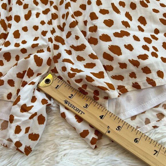 KOri America Romper Small Animal Print Drawstring Waist Pocket Boho Ruffle 15348 - Picture 13 of 13